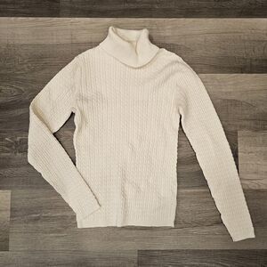 Jones New York Cream Cable Knit Turtleneck Sweater